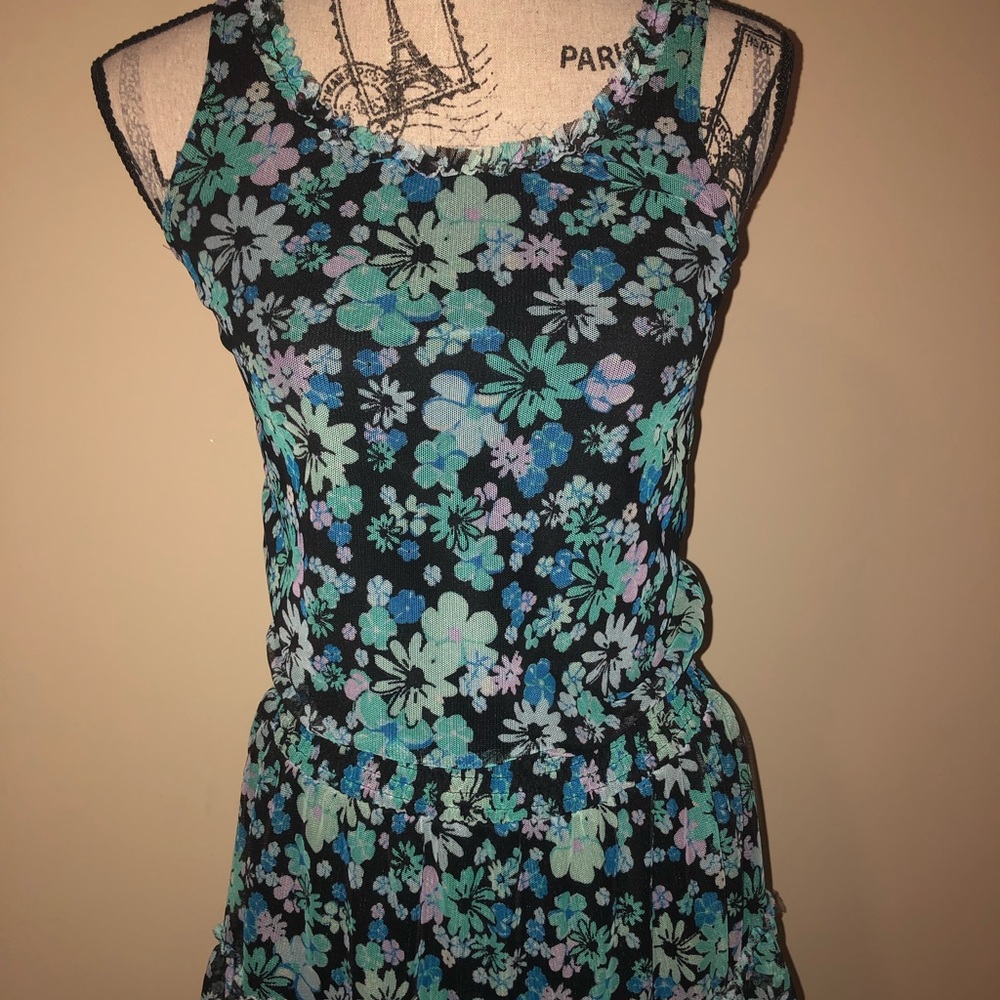 Floral kids dress with sequins